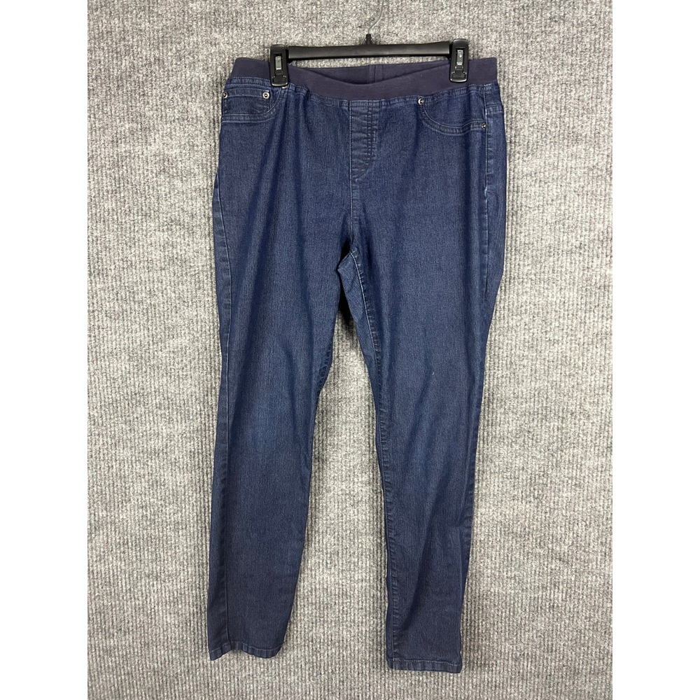 Chico's 2 Dark Wash Pull On Jeggings Stretch Skinny Jeans US 12/14 Indigo